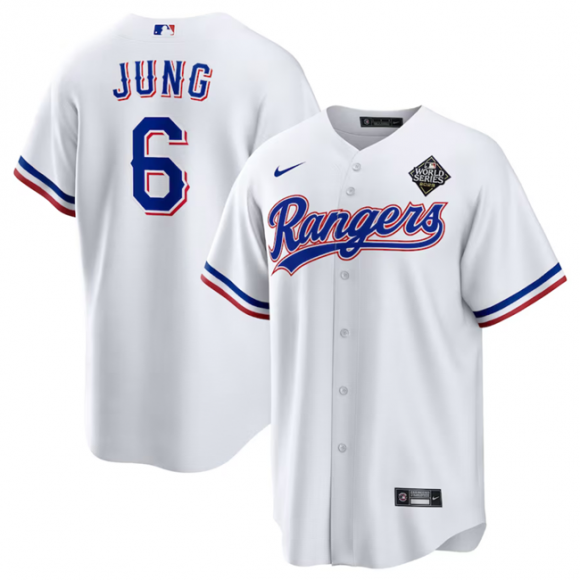 Texas Rangers #6 Josh Jung 2023 White World Series Stitched Baseball Jersey