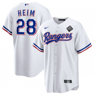 Texas Rangers #28 Jonah Heim 2023 White World Series Stitched Baseball Jersey