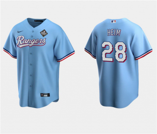Texas Rangers #28 Jonah Heim Blue 2023 World Series Stitched Baseball Jersey