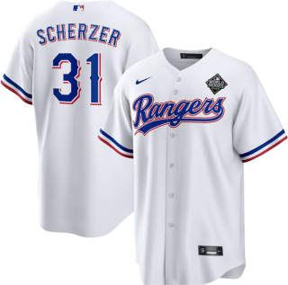 Texas Rangers #31 Max Scherzer 2023 White World Series Stitched Baseball Jersey