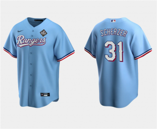 Texas Rangers #31 Max Scherzer Blue 2023 World Series Stitched Baseball Jersey