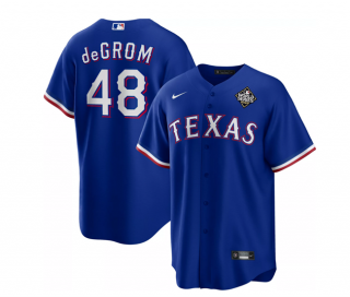Texas Rangers #48 Jacob DeGrom Royal 2023 World Series Cool Base Stitched