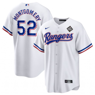 Texas Rangers #52 Jordan Montgomery White 2023 World Series Stitched Baseball Jersey