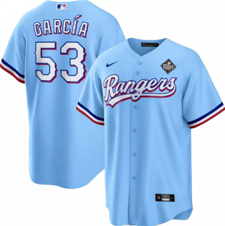Texas Rangers #53 Adolis García Blue 2023 World Series Cool Base Stitched Baseball