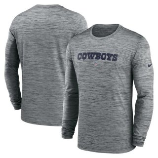 Dallas Cowboys Heather Gray Sideline Team Velocity Performance Long Sleeve T-Shirt