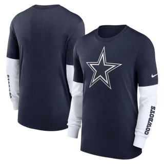 Dallas Cowboys Heather Navy Slub Fashion Long Sleeve T-Shirt
