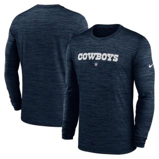 Dallas Cowboys Navy Sideline Team Velocity Performance Long Sleeve T-Shirt