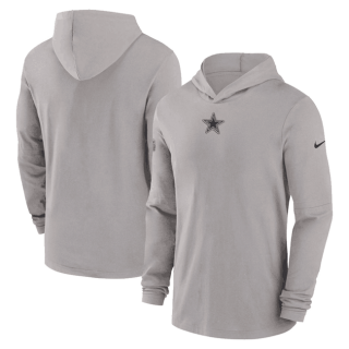 Dallas Cowboys Grey Sideline Performance Long Sleeve Hoodie T-Shirt