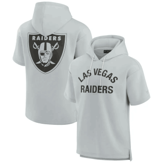 Las Vegas Raiders Gray Super Soft Fleece Short Sleeve Hoodie