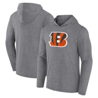 Cincinnati Bengals Heather Gray Primary Logo Long Sleeve Hoodie T-Shirt