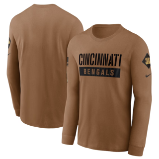 Cincinnati Bengals 2023 Brown Salute To Service Long Sleeve T-Shirt