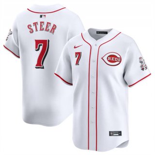 Cincinnati Reds #7 Spencer Steer White Home Limited Stitched Baseball Jersey