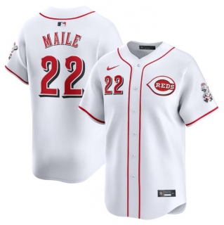 Cincinnati Reds #22 Luke Maile White Home Limited Stitched Baseball Jersey