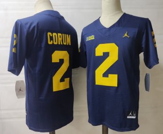 Michigan Wolverines #2 Corum navy jersey