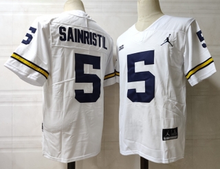 Michigan Wolverines #5 Sainristil white jersey