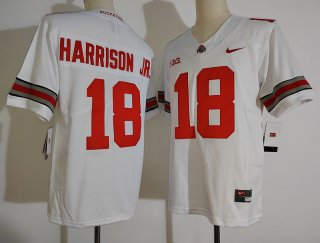 Ohio-State-Buckeyes #18 Harrison Jr white jersey