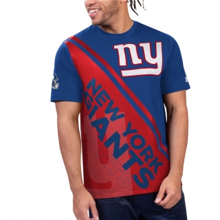 New York Giants Blue Red Starter Finish Line T-Shirt