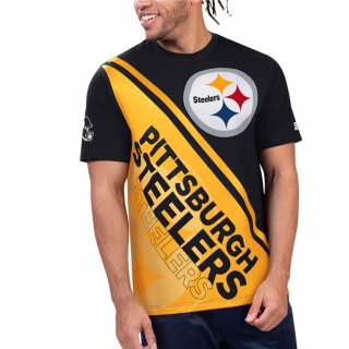 Pittsburgh Steelers Black Yellow Starter Finish Line T-Shirt