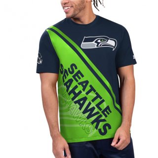 Seattle Seahawks Navy Green Starter Finish Line T-Shirt