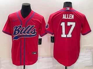 Buffalo Bills #17 Josh Allen Red Cool Base Stitched Baseball Jersey