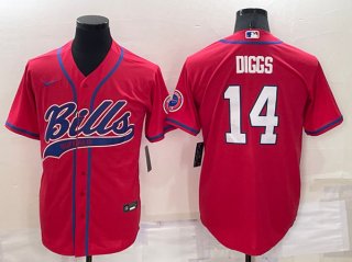 Buffalo Bills #14 Stefon Diggs Red Cool Base Stitched Baseball Jersey