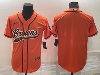 Cleveland Browns Blank Orange Stitched Jersey