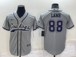Dallas Cowboys #88 CeeDee Lamb Grey Cool Base Stitched Baseball Jersey