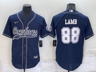 Dallas Cowboys #88 CeeDee Lamb Navy Cool Base Stitched Baseball Jersey