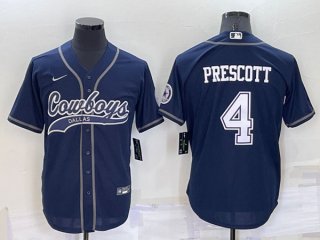 Dallas Cowboys #4 Dak Prescott Navy Cool Base Stitched Baseball Jersey