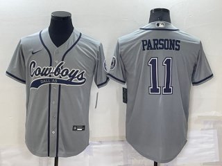 Dallas Cowboys #11 Micah Parsons Grey Cool Base Stitched Baseball Jersey