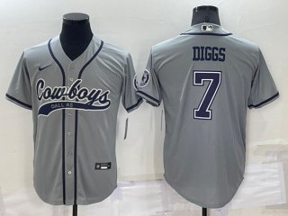 Dallas Cowboys #7 Trevon Diggs Grey Cool Base Stitched Baseball Jersey