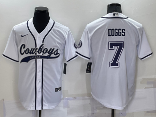 Dallas Cowboys #7 Trevon Diggs white Cool Base Stitched Baseball Jersey