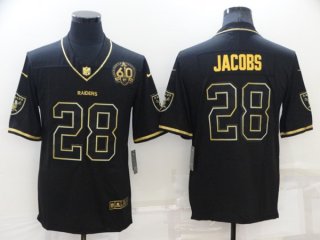 Las Vegas Raiders #28 Josh Jacobs Black Gold With 60th Anniversary Patch Vapor