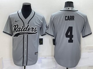 Las Vegas Raiders #4 Derek Carr Gray Cool Base Stitched Baseball Jersey