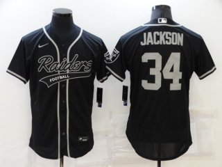 Las Vegas Raiders #34 Bo Jackson Black Flex Base Stitched Jersey