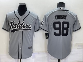 Las Vegas Raiders #98 Maxx Crosby Grey Cool Base Stitched Baseball Jersey