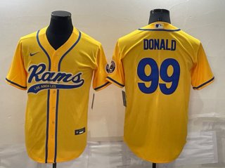 Los Angeles Rams #99 Aaron Donald Yellow Cool Base Stitched Baseball Jersey