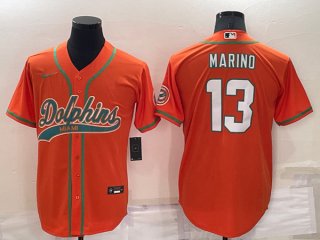 Miami Dolphins #13 Dan Marino Orange Cool Base Stitched Baseball Jersey