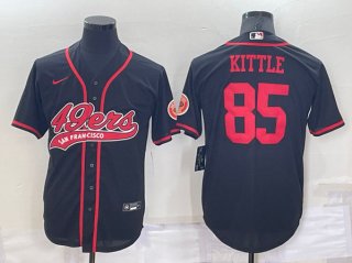 San Francisco 49ers #85 George Kittle Black Cool Base Stitched Baseball Jersey