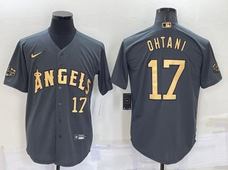 Los Angeles Angels #17 Shohei Ohtani 2022 All-Star Charcoal Cool Base Stitched