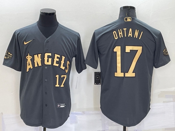 Los Angeles Angels #17 Shohei Ohtani 2022 All-Star Charcoal Cool Base Stitched