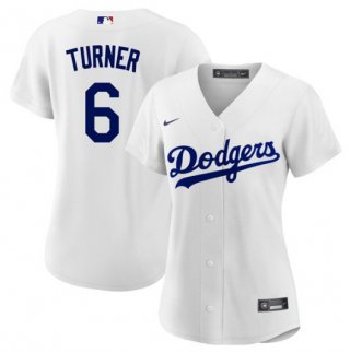 Los Angeles Dodgers #6 Trea Turner White Stitched Baseball Jersey(Run Small)