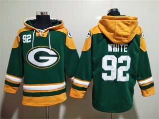 Green Bay Packers #92 Reggie White Green Lace-Up Pullover Hoodie