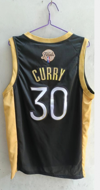 warriors #30 curry black gold jersey