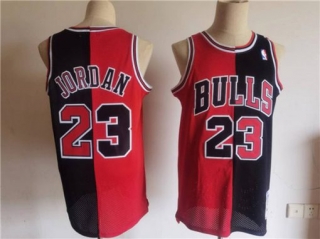 Chicago Bulls #23 Michael Jordan Red Black Split Throwback Stitched Jersey