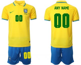 Brazil Custom Yellow Home Soccer Jersey Suit