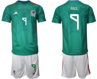 Mexico #9 Raul Santos Green Home Soccer Jersey Suit