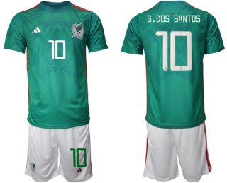 Mexico #10 D.Dos Santos Green Home Soccer Jersey Suit