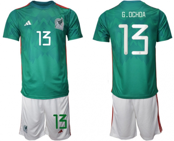 Mexico #13 G.Ochoa Green Home Soccer Jersey Suit