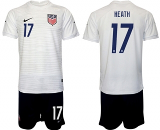 United States #17 Heath White Home Soccer Jersey Suit